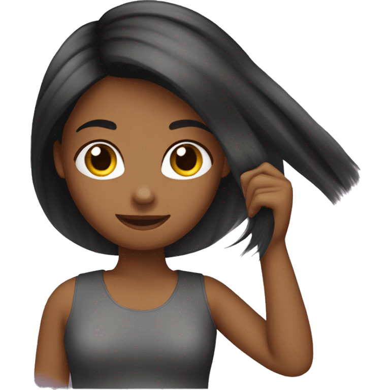 girl emoji, combing her hair. your hair color is dark brown emoji