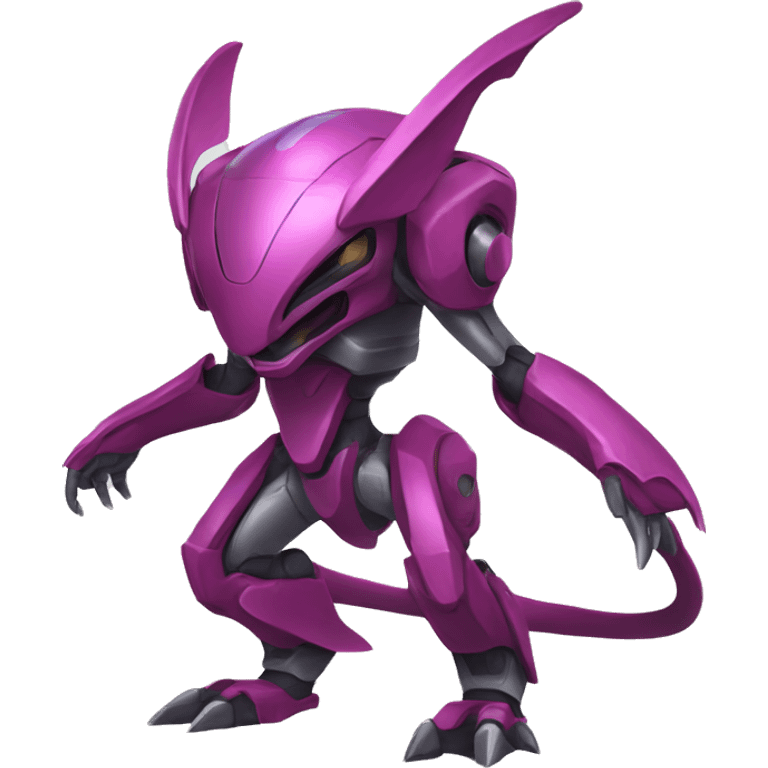 a Genesect-Raptor-Fakémon—hybrid with a futuristic visor-helmet full body emoji