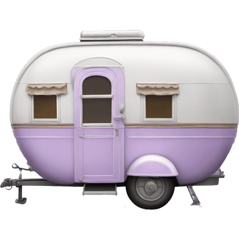 Realistic light purple vintage round gypsy caravan wagon camper emoji