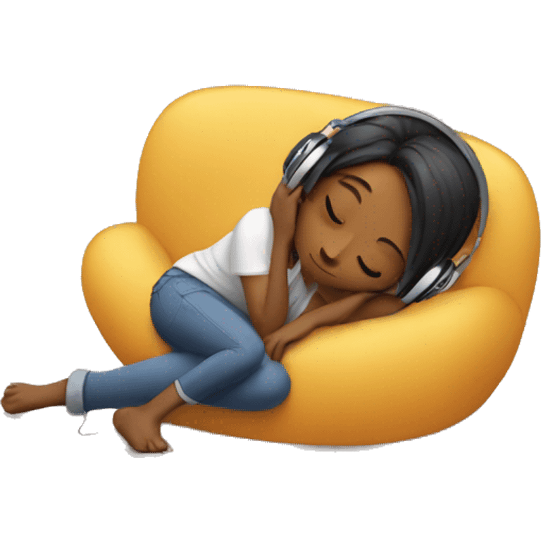 Girl listening to music laying down  emoji