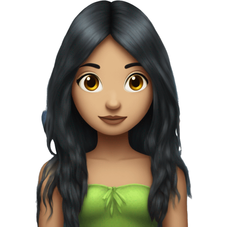 fairy with creepers and small butterflies around her long black hair emoji