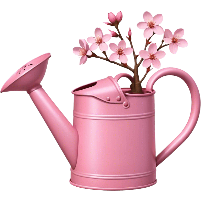 Pink garden watering can filled with pink cherry blossoms emoji