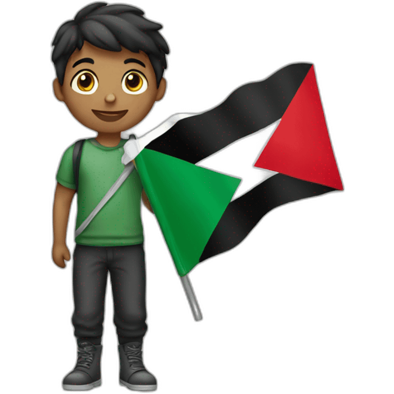 Boy holding Palestine flag  emoji