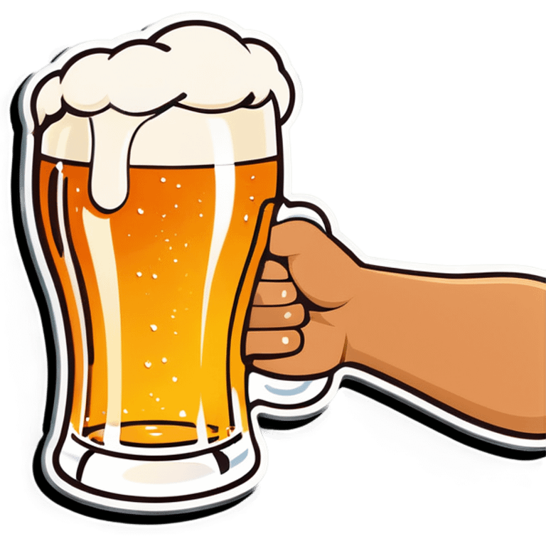 Hand holding beer emoji