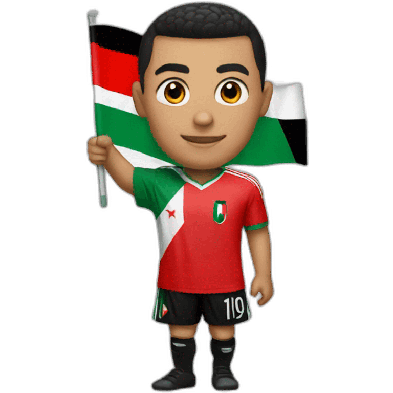 Ronaldo with the flag of palestine on the hand emoji