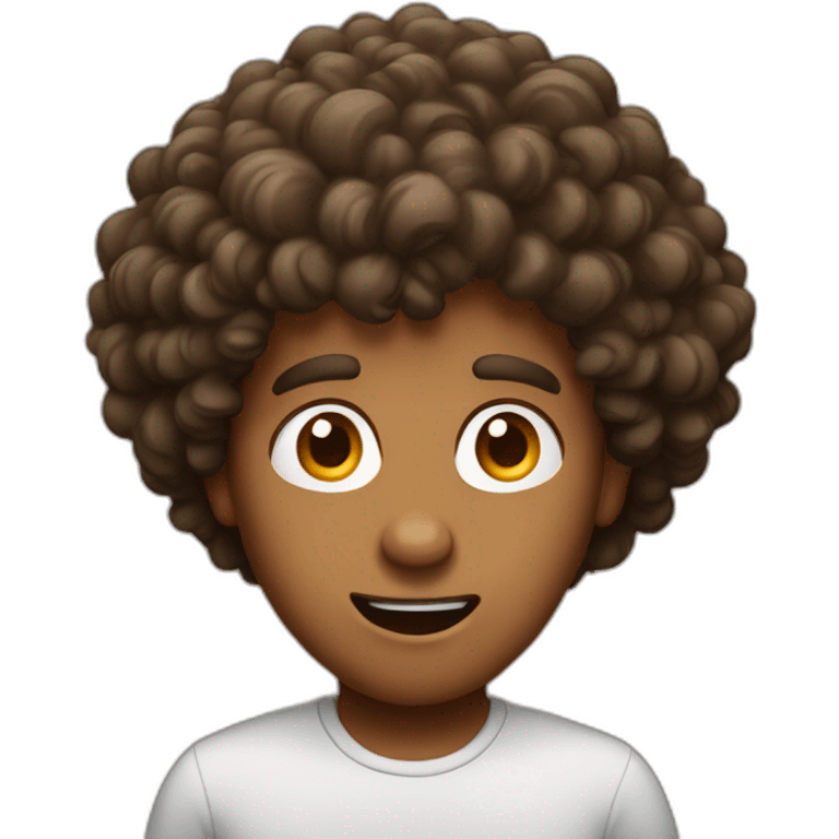 A brown guy with big curly hair surprised emoji