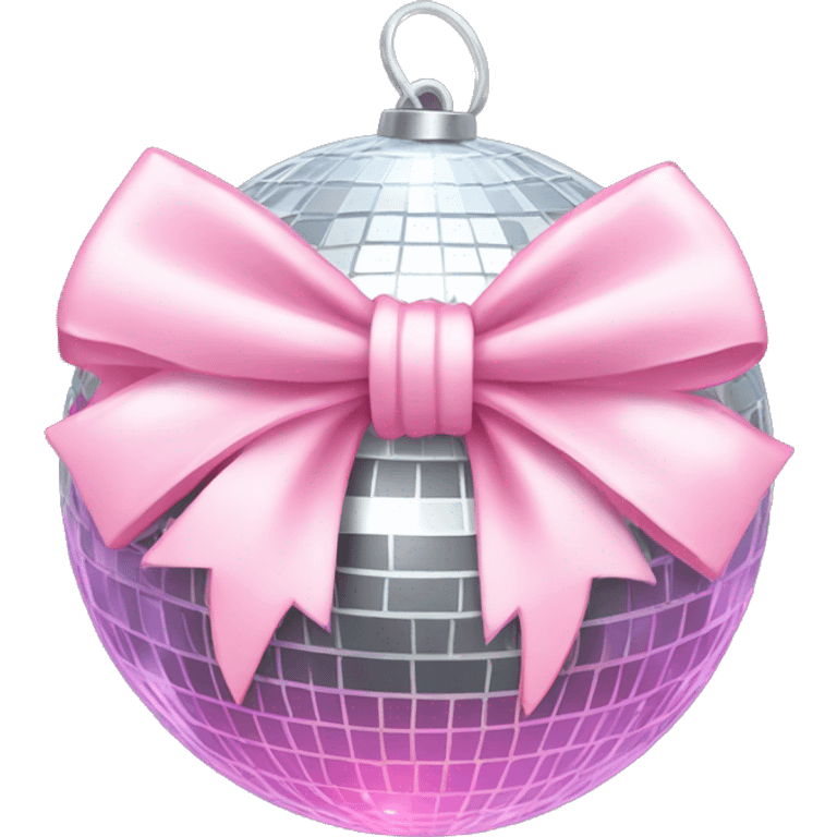 Disco ball with light pink bow emoji