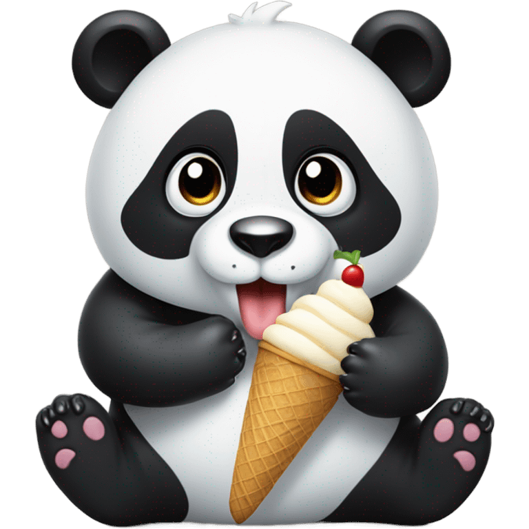 Panda eating ice cream emoji