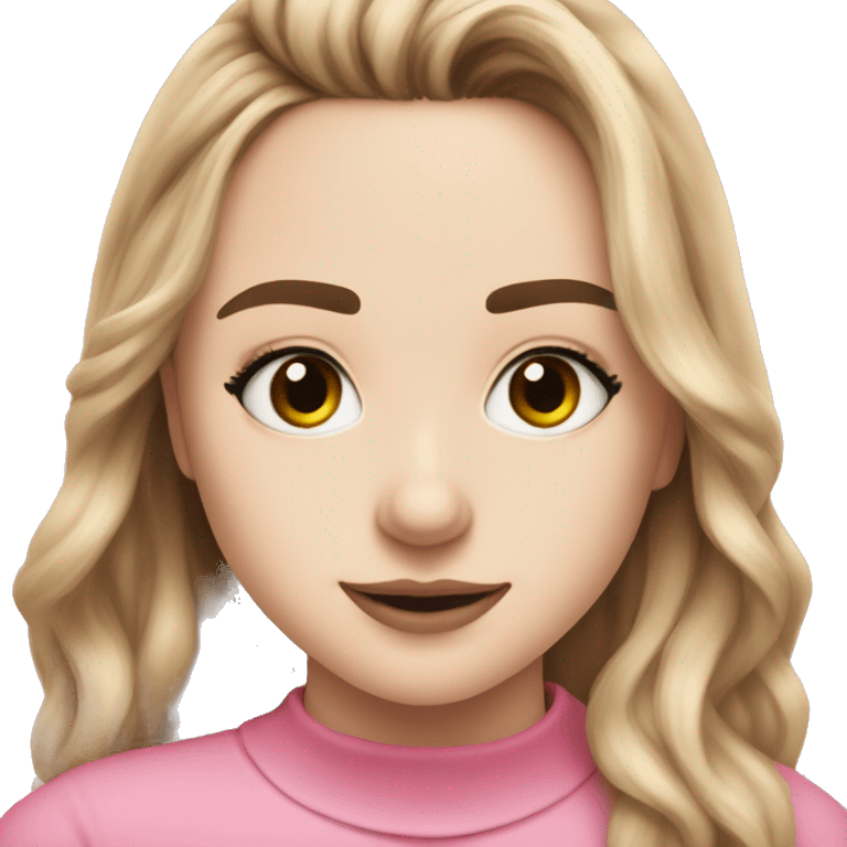 Sabrina Carpenter in pink top emoji