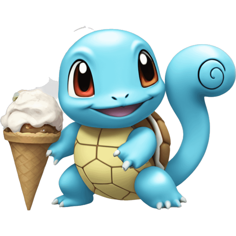 pokemon squirtle with flower and ice cream emoji