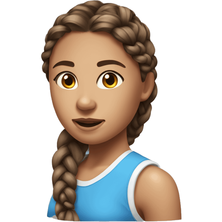 realistic portrait of girl, braided brown hair, sporty figure, sunkissed Skin  emoji