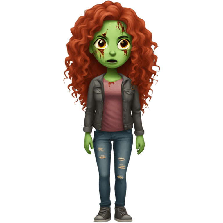 Zombie girl with long red curly hair emoji