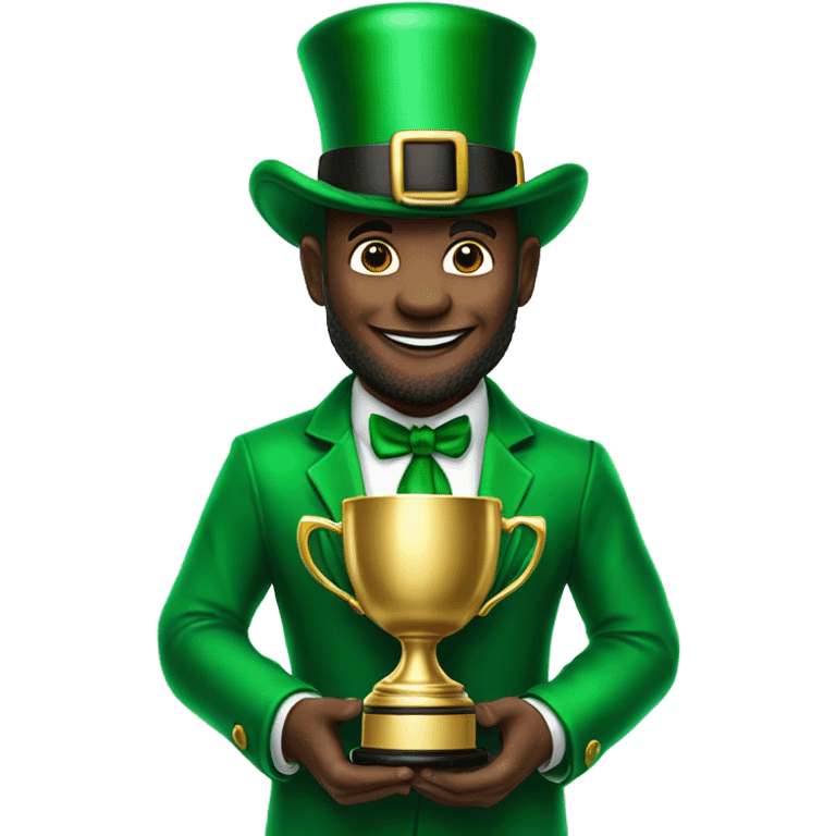 A leprechaun holding a football trophy o emoji