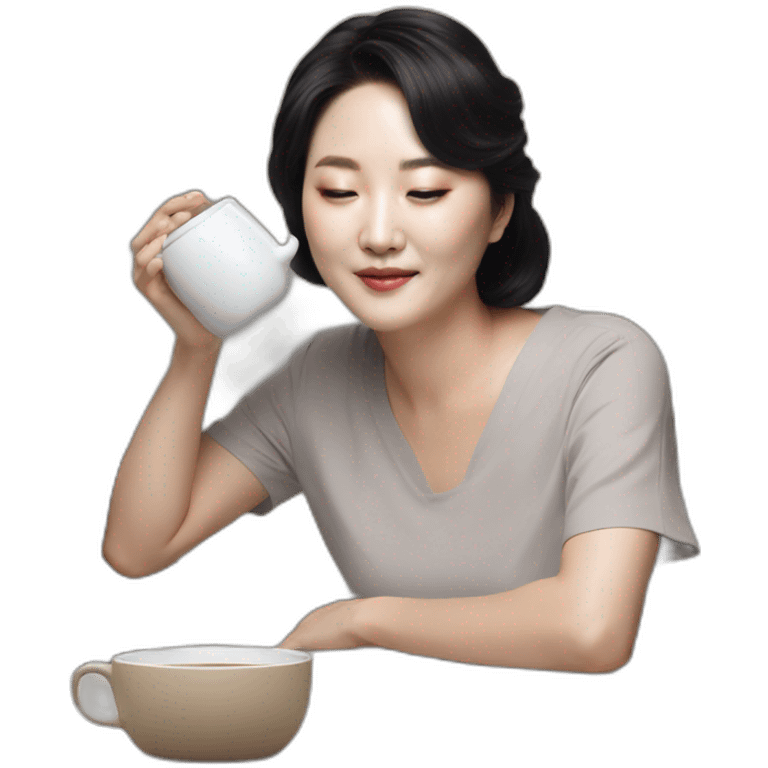 Kim min-jeong spilling tea emoji