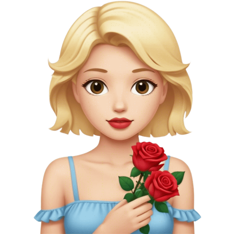 Blonde model with roses  emoji