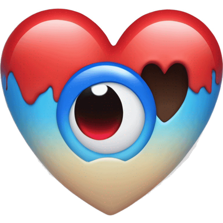 make a heart eyes emoji with one heart to be blue and one red emoji