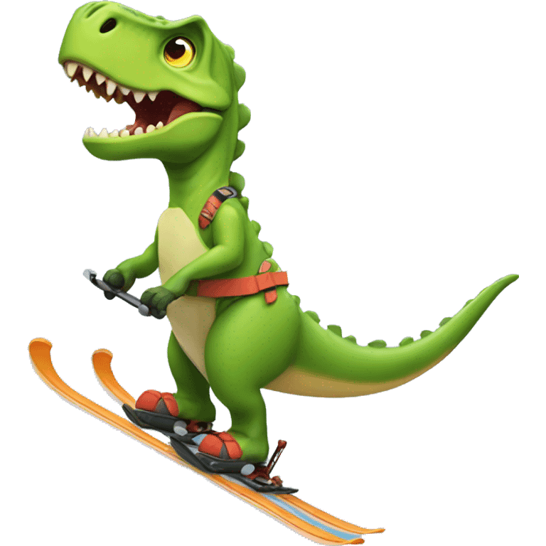 Dino skiing emoji