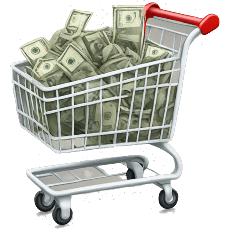 Shopping cart with money signs around it emoji