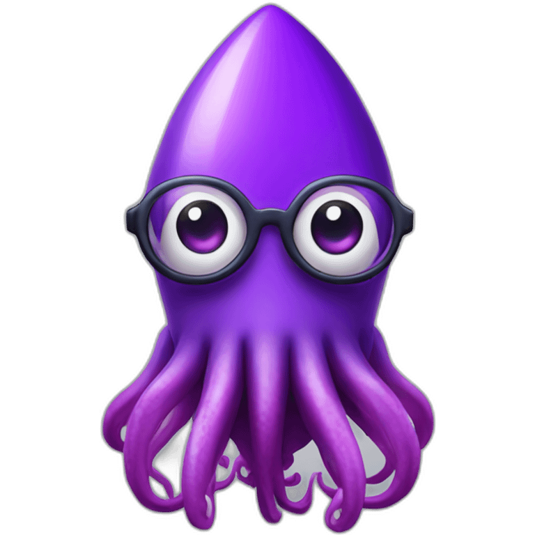 Purple Cartoon Rocket Shaped Squid with glasses emoji