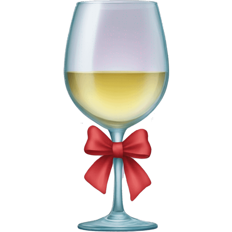 A wine glass with a bow on the stem of the glass emoji