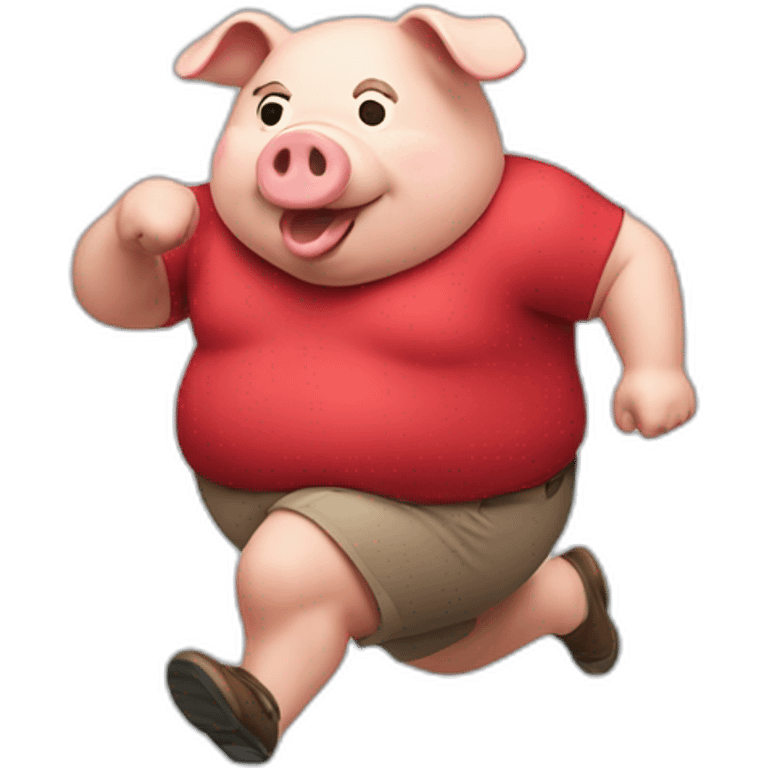 fat pig with red shirt running emoji