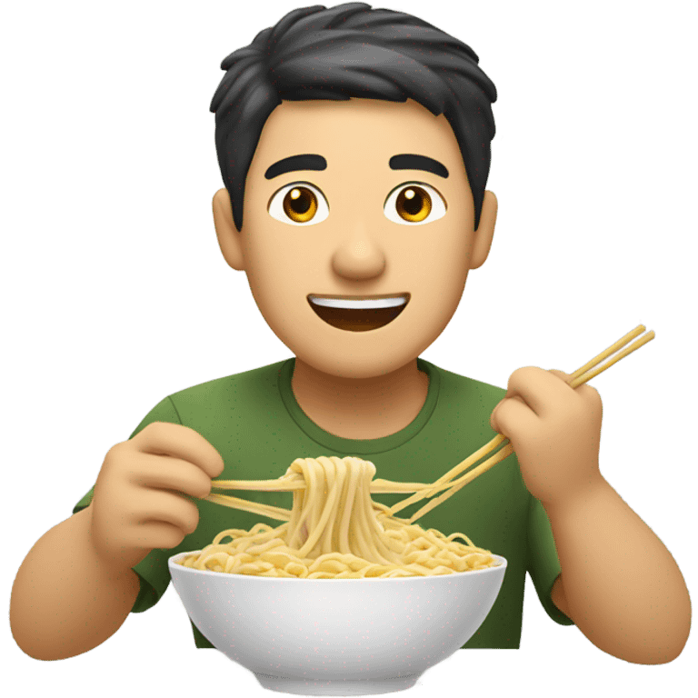 Asian guy eating noodles emoji