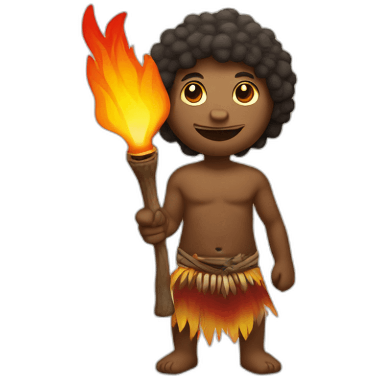 Aborigines with fire torch in a hand emoji