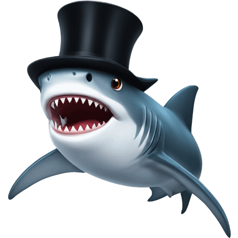 Shark with a top hat emoji