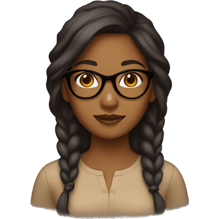 brown girl with glasses emoji