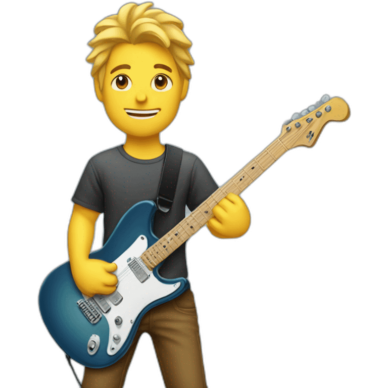 handsome electric guitarist playing guitar emoji