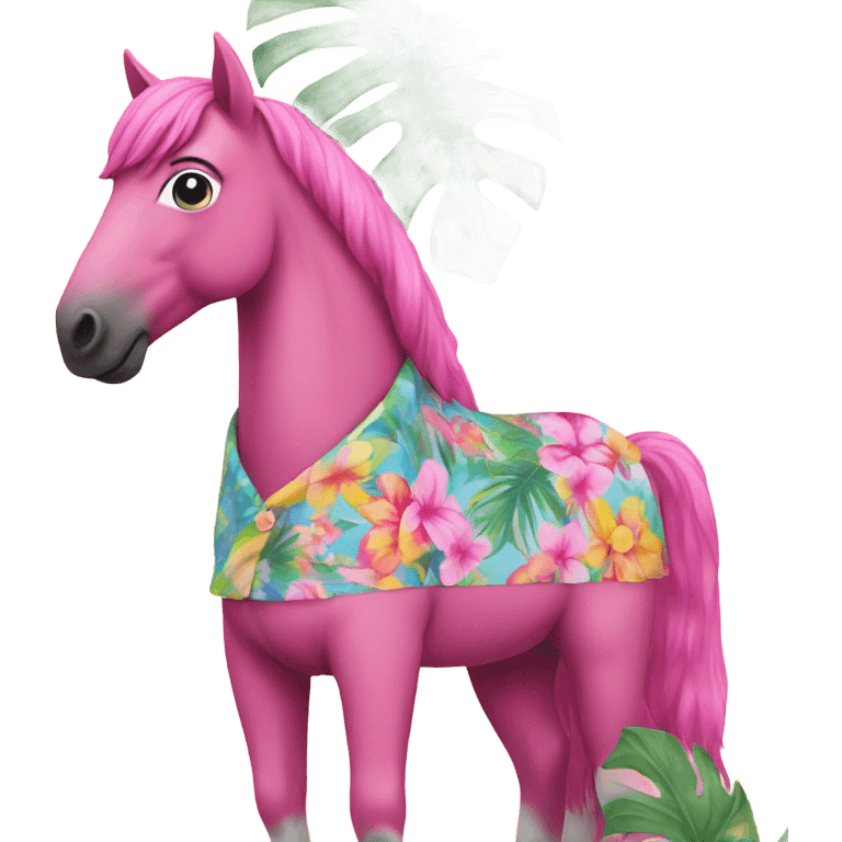 Pink horse in a Hawaiian shirt  emoji