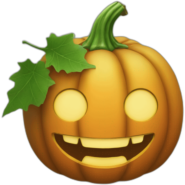 Pumkin leave with a smile emoji