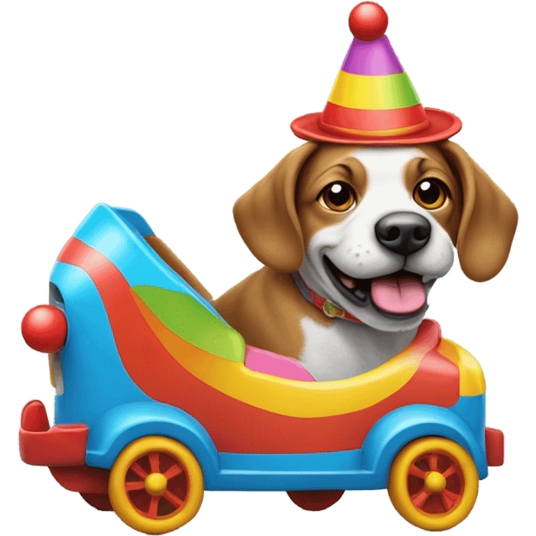 Dog in a clown car emoji