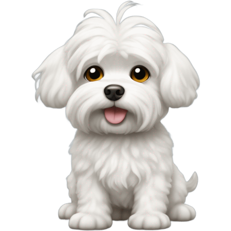 A white maltese dog, curly tiny dog with stubby legs emoji