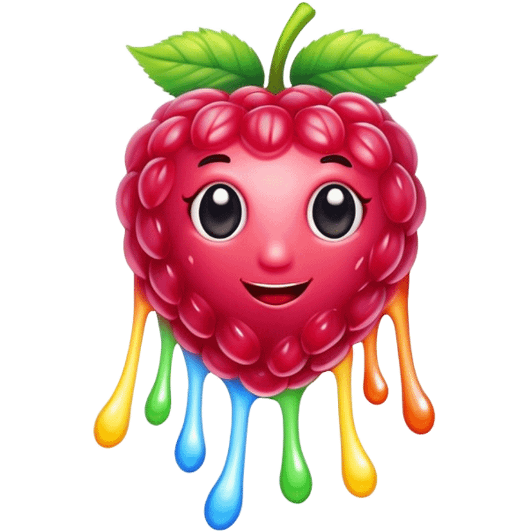 A rainbow raspberry emoji