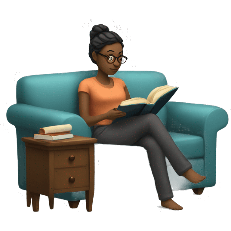 Women reading a book in a sofa emoji