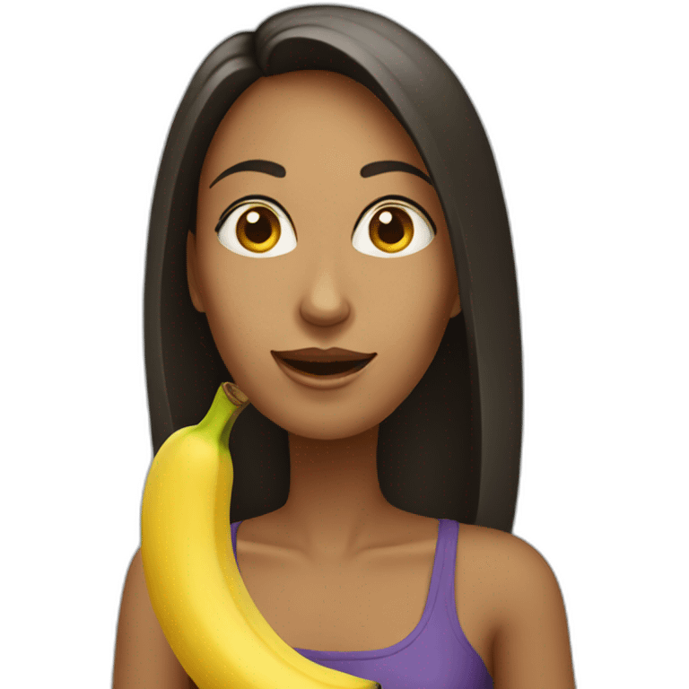 Profile of a Woman eating banana emoji