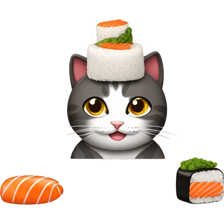 cat wearing sushi as a hat emoji