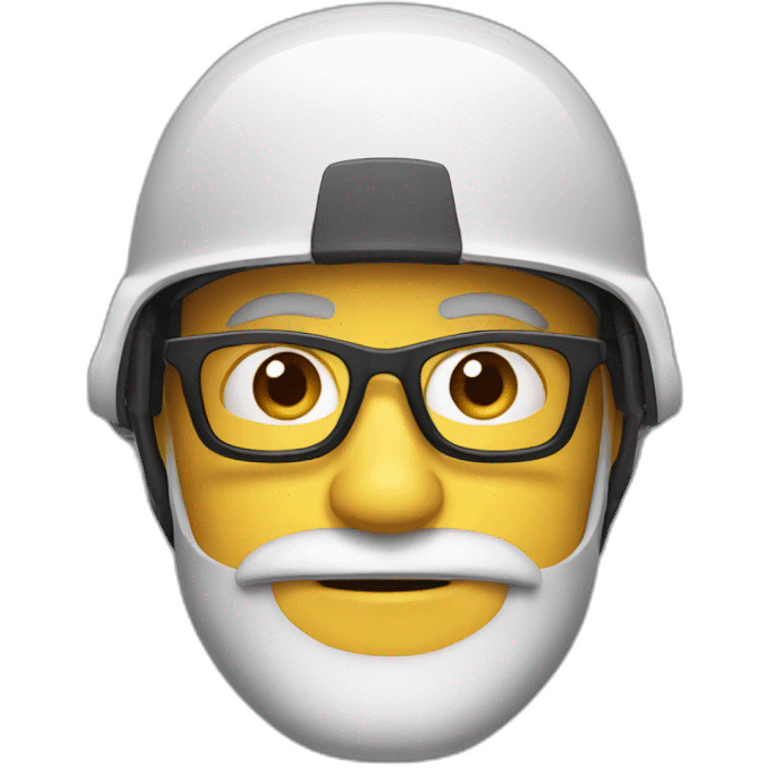 one face of a man with a brown beard and a helmet wearing glasses emoji