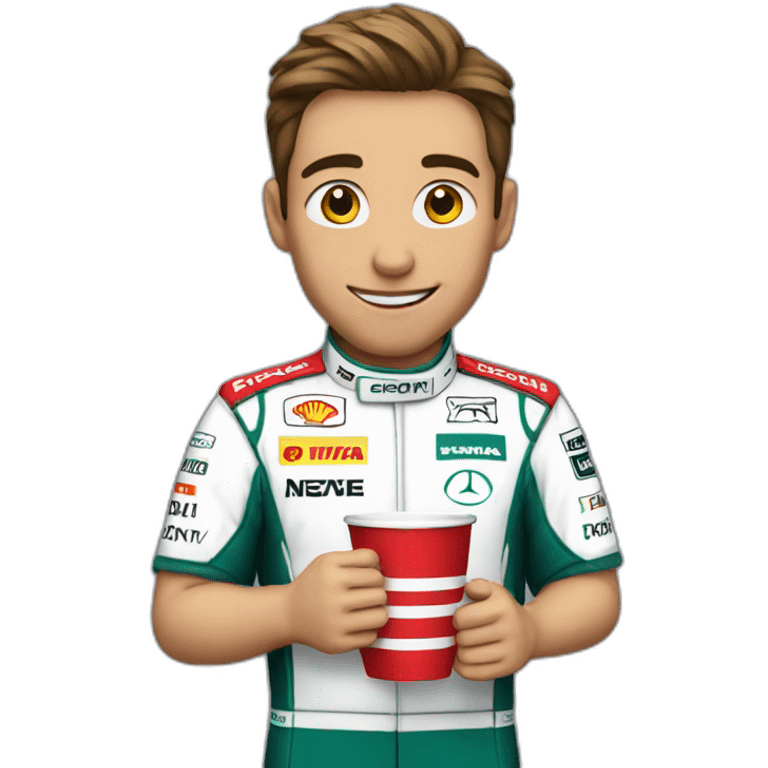 F1 driver holding a cup emoji