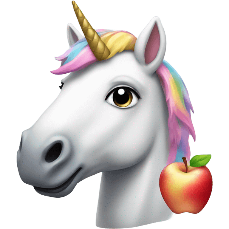 Unicorn with apple emoji