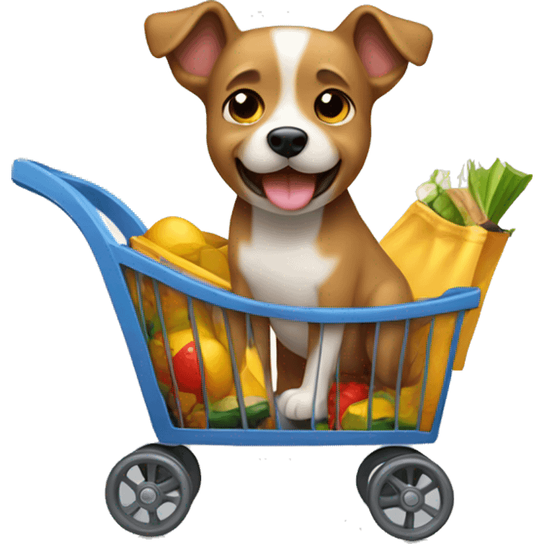 Perro en carrito de compras emoji