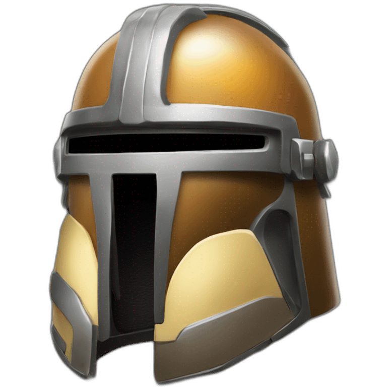 Bounty hunter helmet in the style of a notification bell emoji