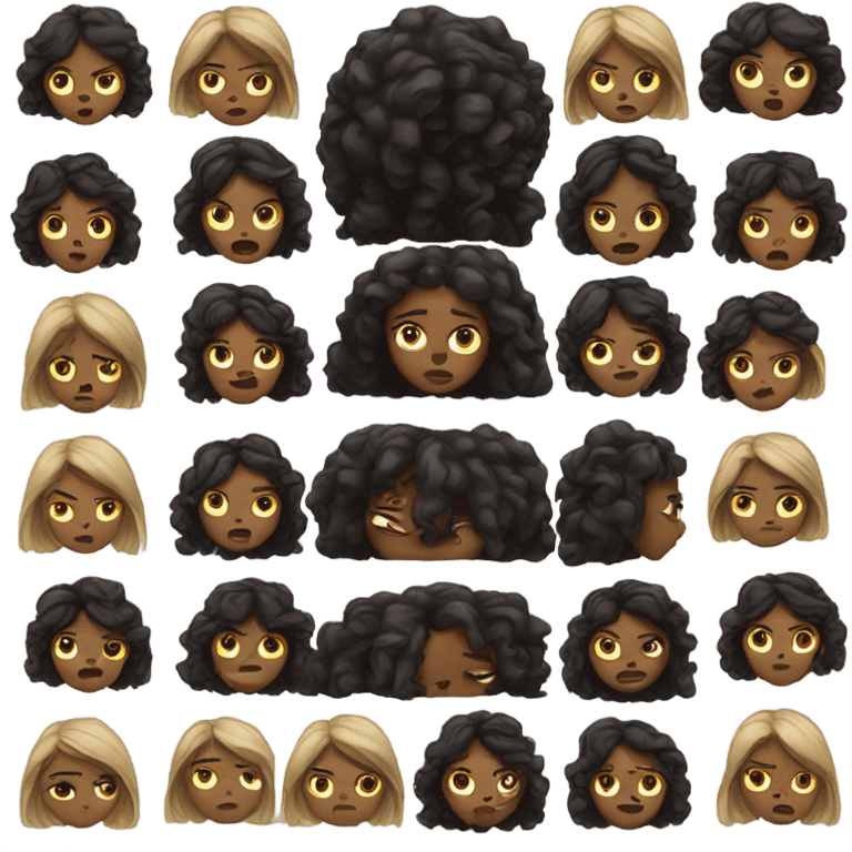 black woman with long hair upset emoji