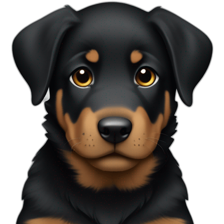 Medium Beauceron puppy with white chest and chin, brown paws and cheeks, black muzzle emoji