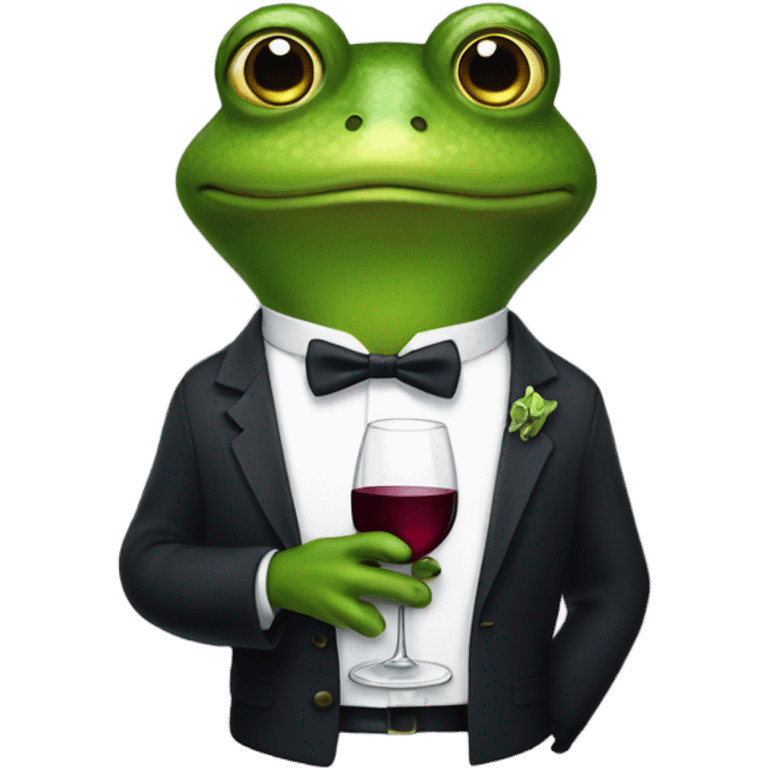 Frog holding wine glass emoji