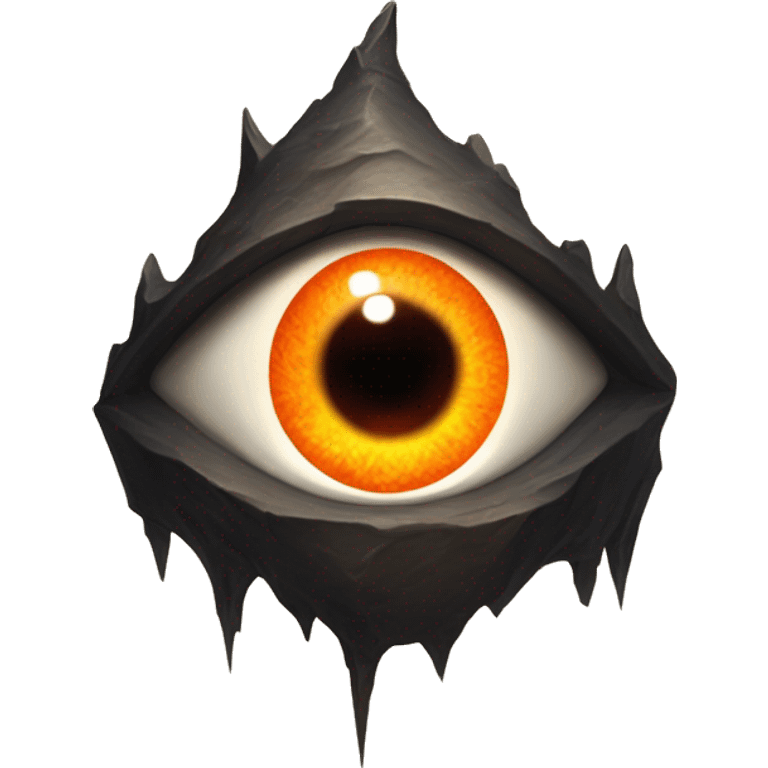 Eye of Sauron with glowing orange iris, set in a dark tower of Mordor emoji