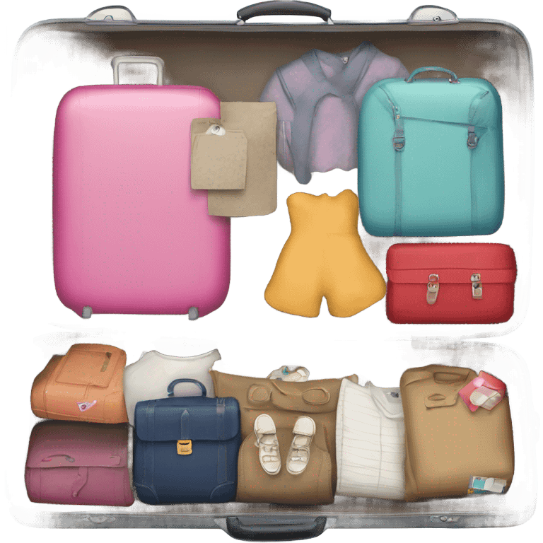 Suitcase packed organized girly colors emoji