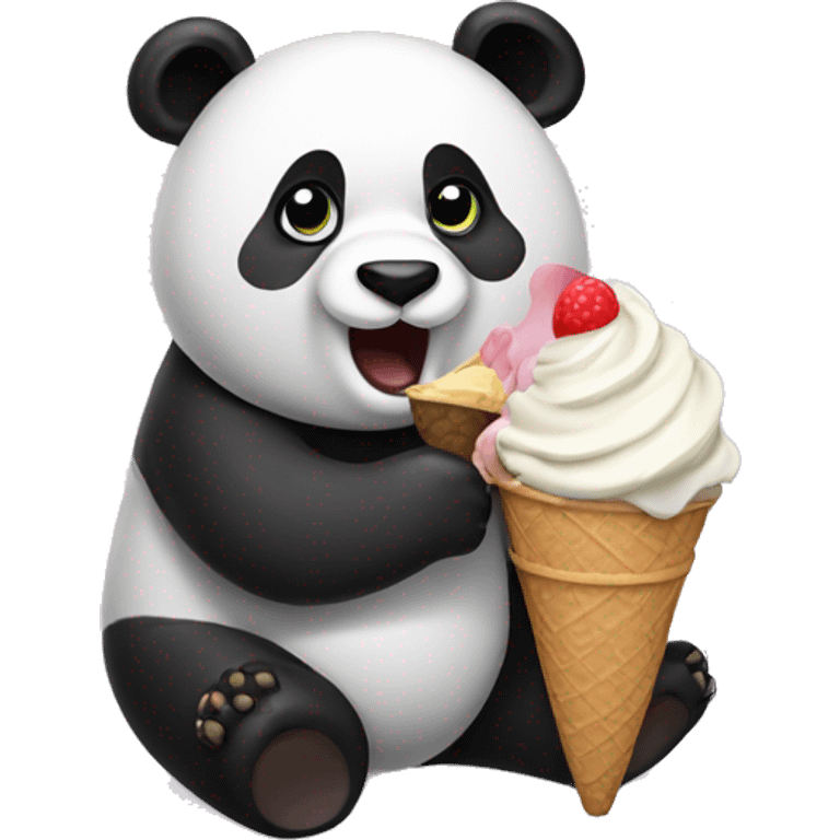 Panda eating ice cream emoji