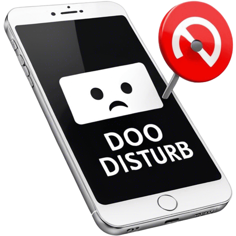 a mobile phone holding up a ‘do not disturb’ sign emoji